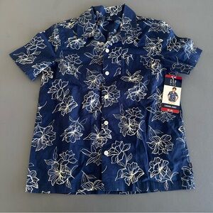 GAP kids Size 8 Navy  Blue Floral Cabana Shirt